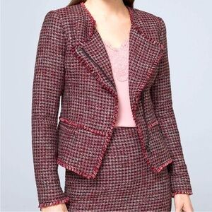 White House Black Market Pink & Black Tweed Blazer